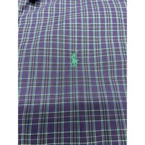 Ralph Lauren Mens Long Sleeve Button Up Shirt Purple Plaid XL Custom Fit‎ Cotton